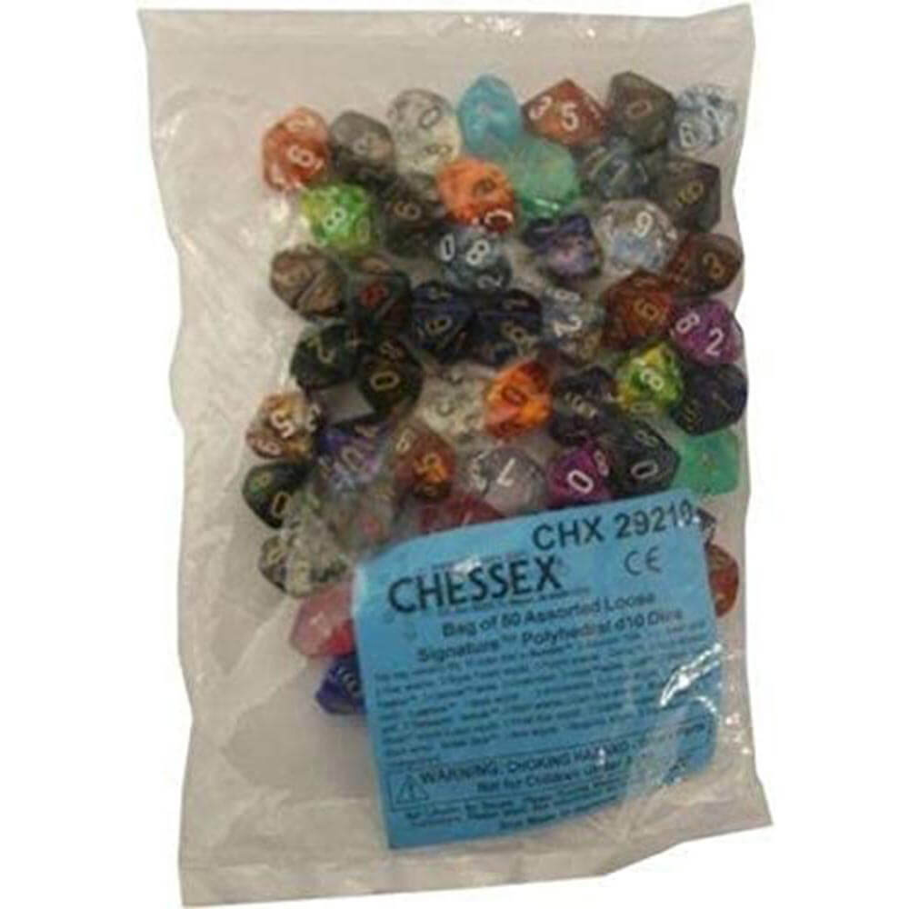 D10 DICE BORDED LOOK POLYHEDRAL (50 DICE)