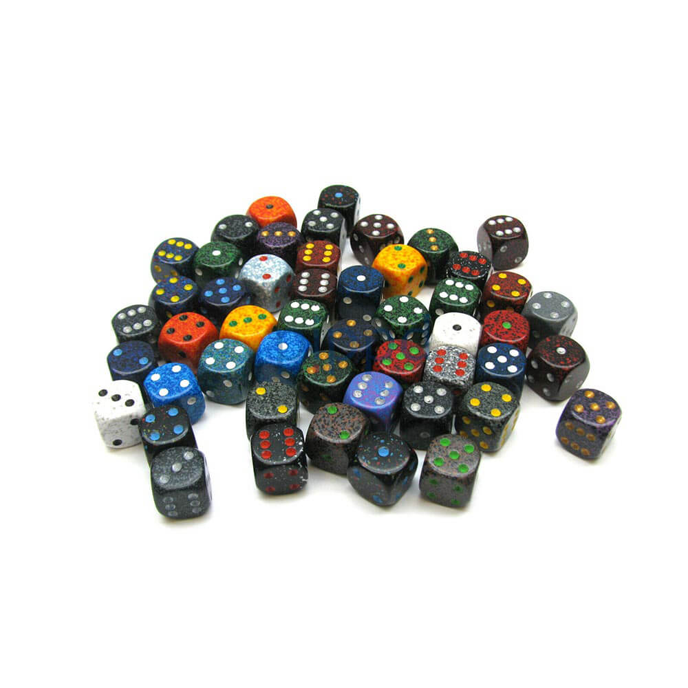 D6 DICE BORDED LOOST 16MM (50 DICE)