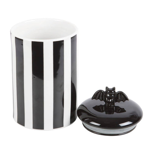 Striped Bat Ceramic Storage Jar