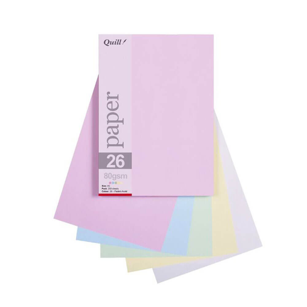 Quill Paper 80GSM A5 surtido (25pk)