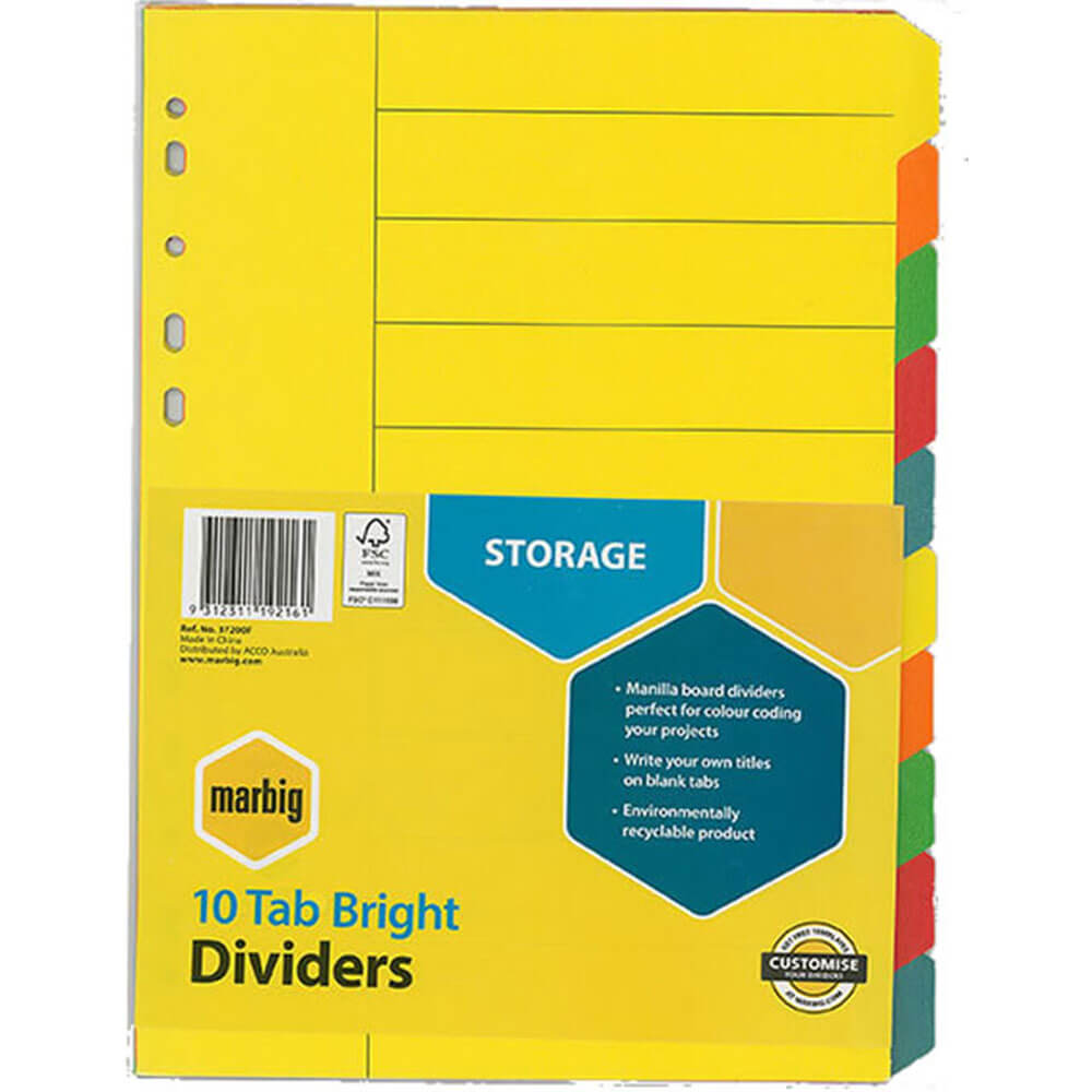 Marbig Manilla Bright Dividers（A4）