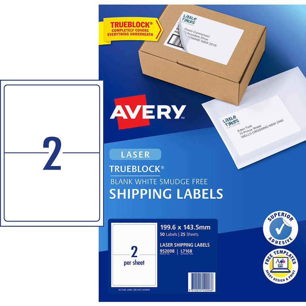 Avery laserforsendelsesetiketter (50stk)