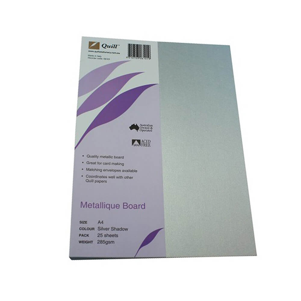 Quill A4 Metallique Board 285GSM (pakke med 25)