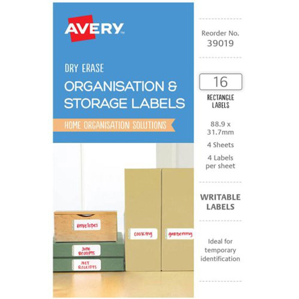 Avery Erase Organisationsetiketten, 16 Stück (89 x 32 mm)