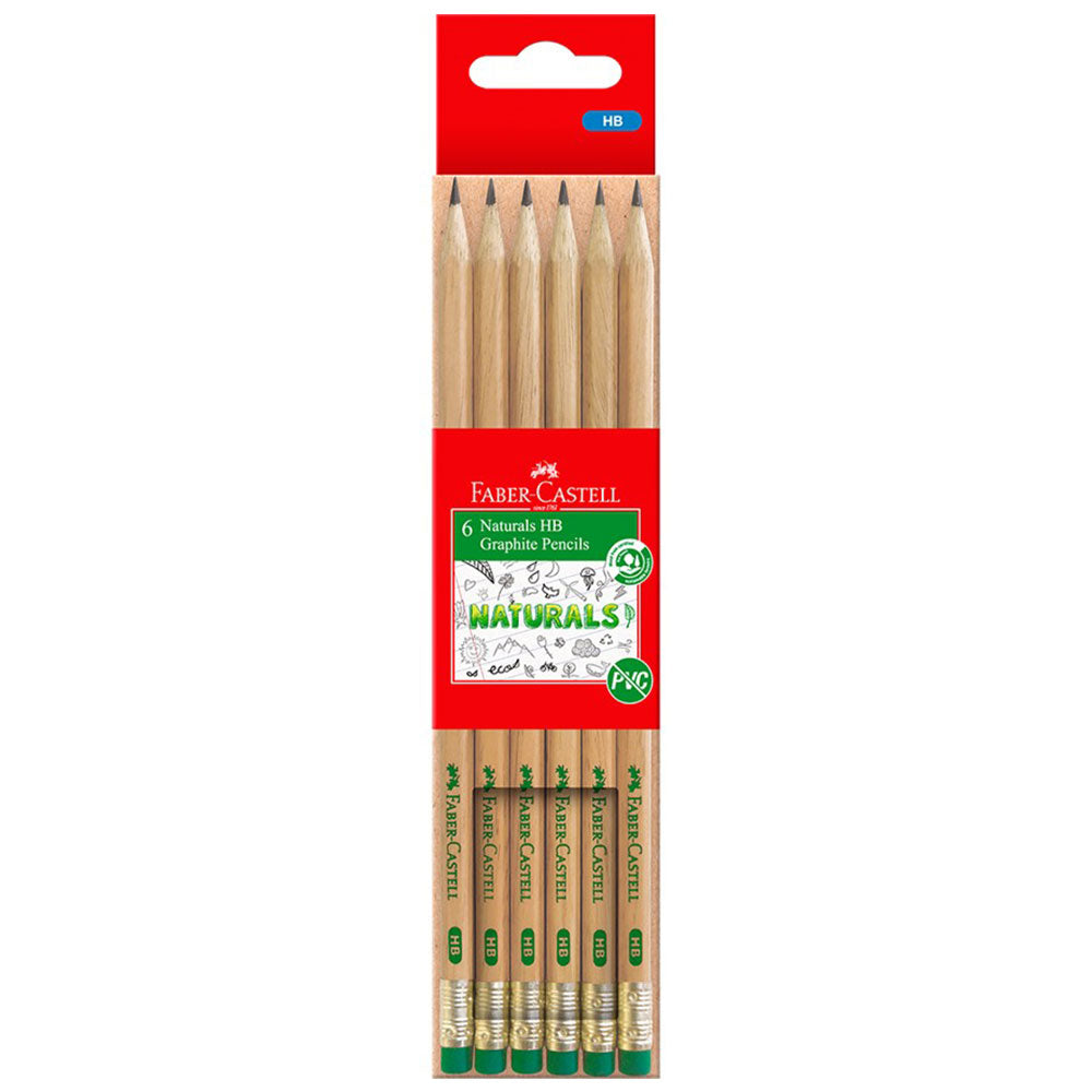 Faber-Castell Natural Eraser Tip HB Graphite Pencil 6pcs