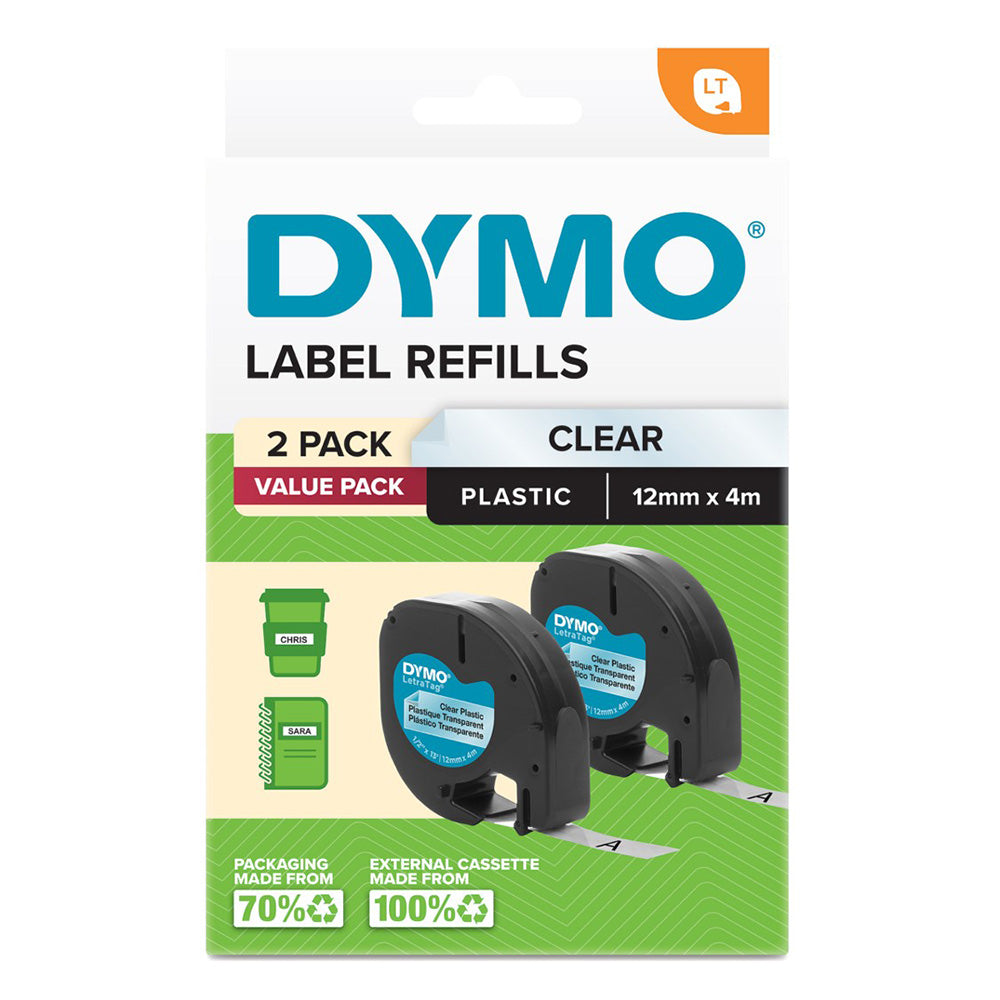 Dymo Letratag Plastic Étiquette en plastique 12x4 mm (pack de 2)