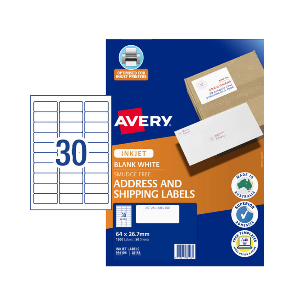 Avery Quick Peel Inkjetアドレス指定ラベル50pcs