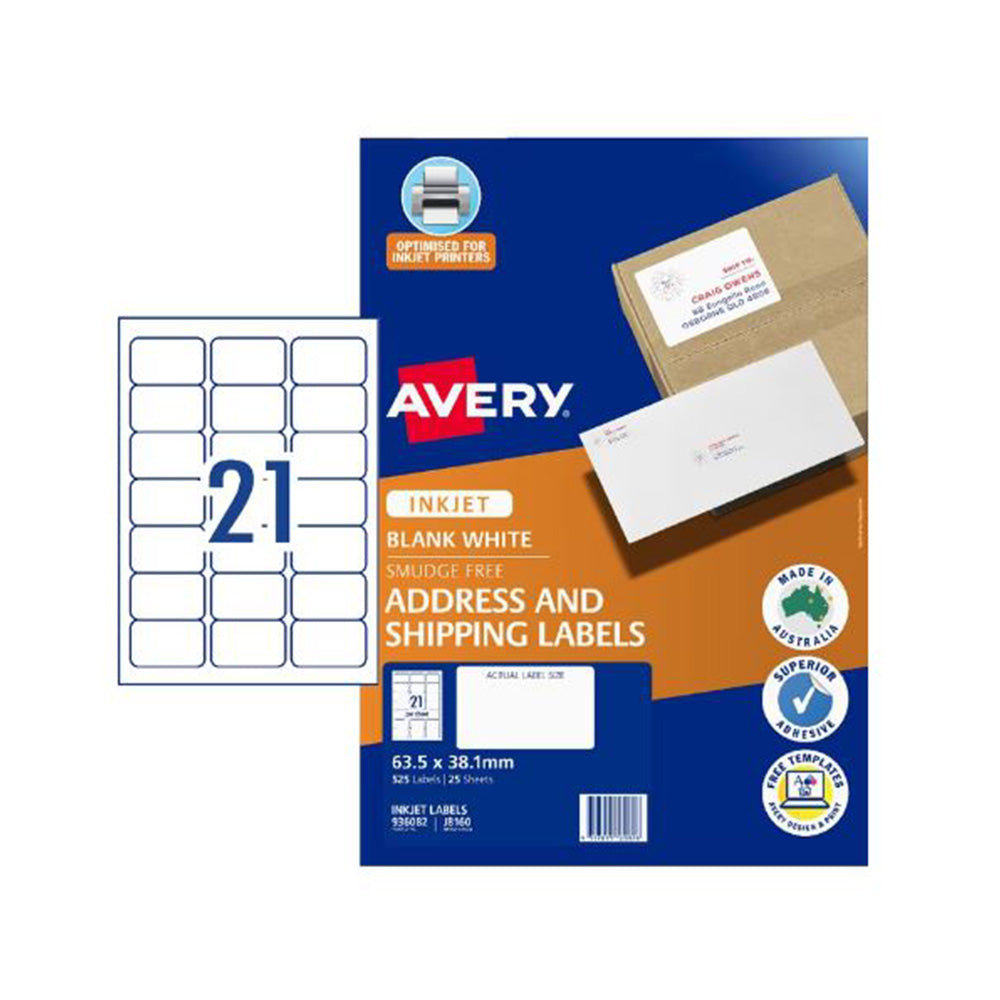 Étiquette d'adresse à jet d'encre Avery (pack de 25)