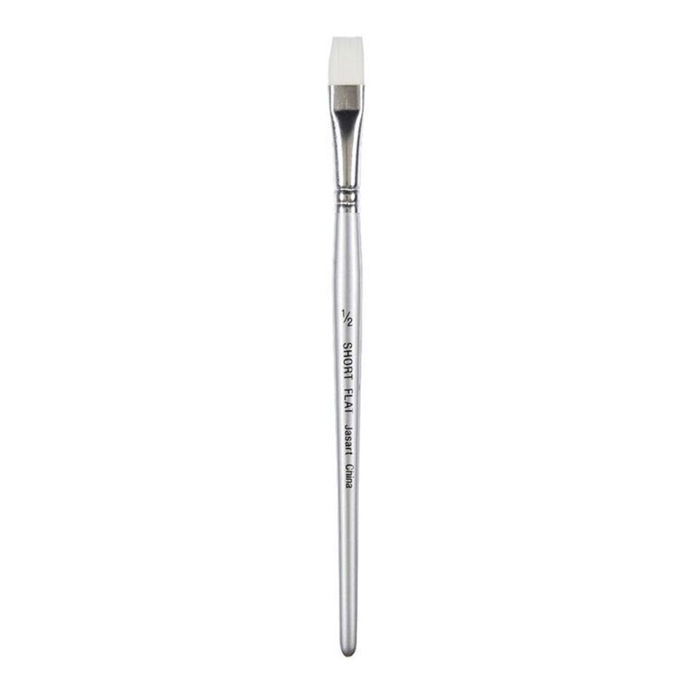 Jasart Taklon Short Flat Brush (bianco)