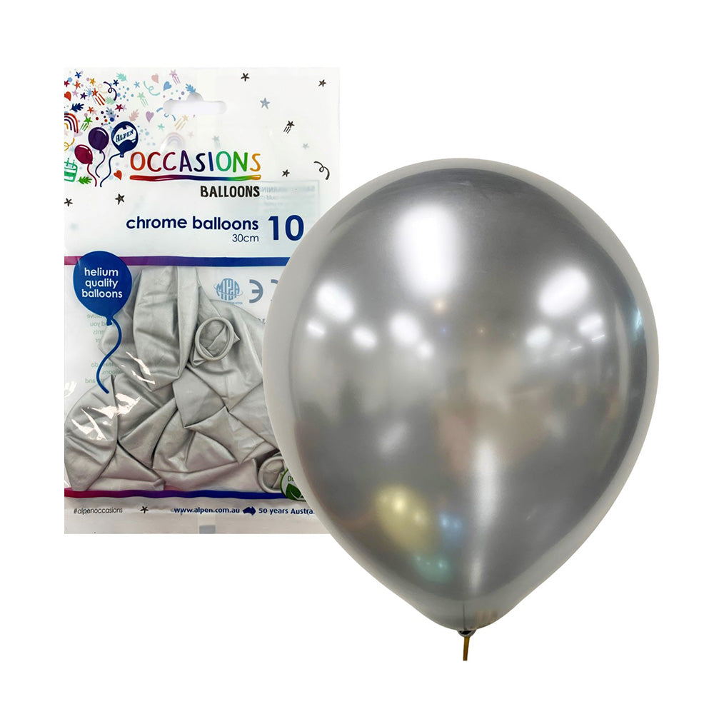 Alpen Chrome Balloons 30 cm (pakke med 10)