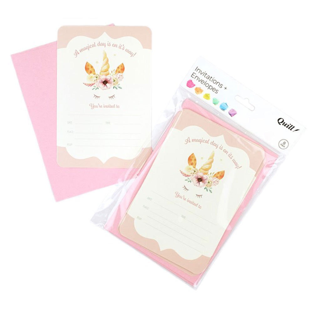 Quill Party Invitation Card & Convolut 8pk