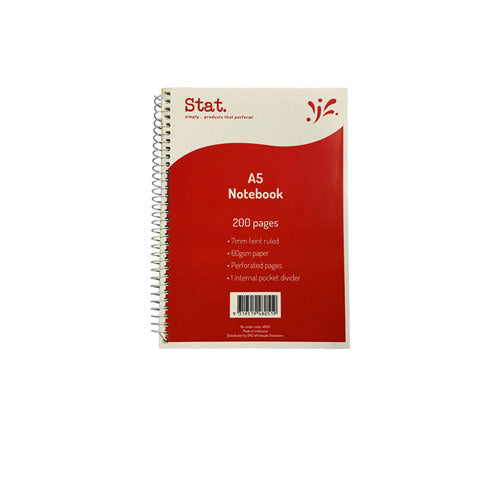 Stat Ruling 60gsm A4 200pg Notebook 7mm (Red)