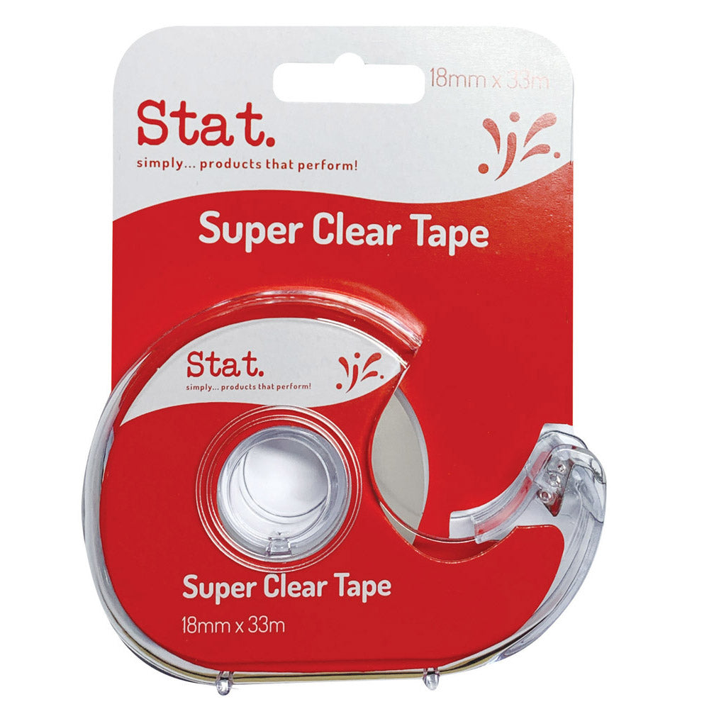 Stat Super Clear Tape i Dispenser (18mmx33m)