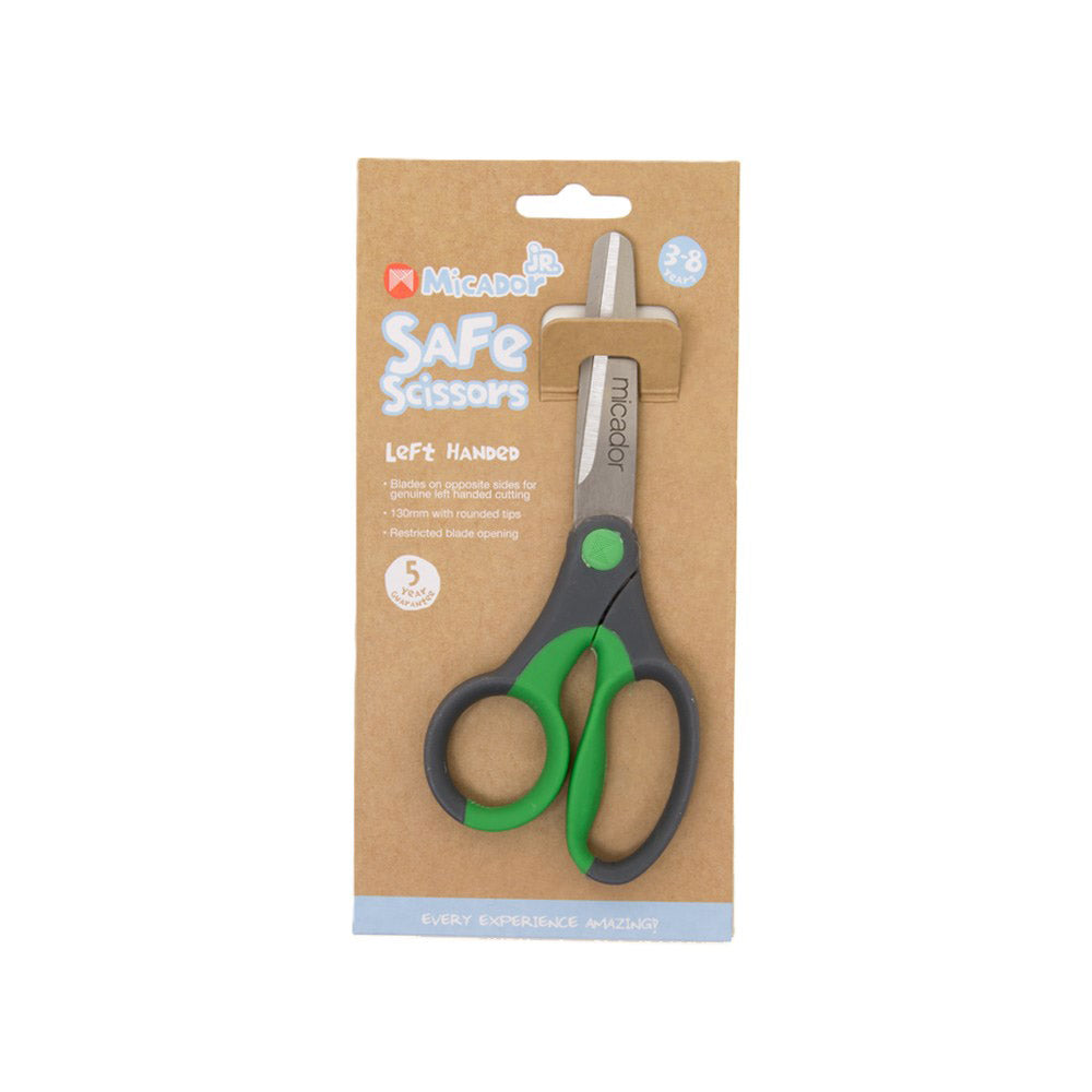 Micador Jr. Shield Left Handed Safe Scissors 130mm (Green)