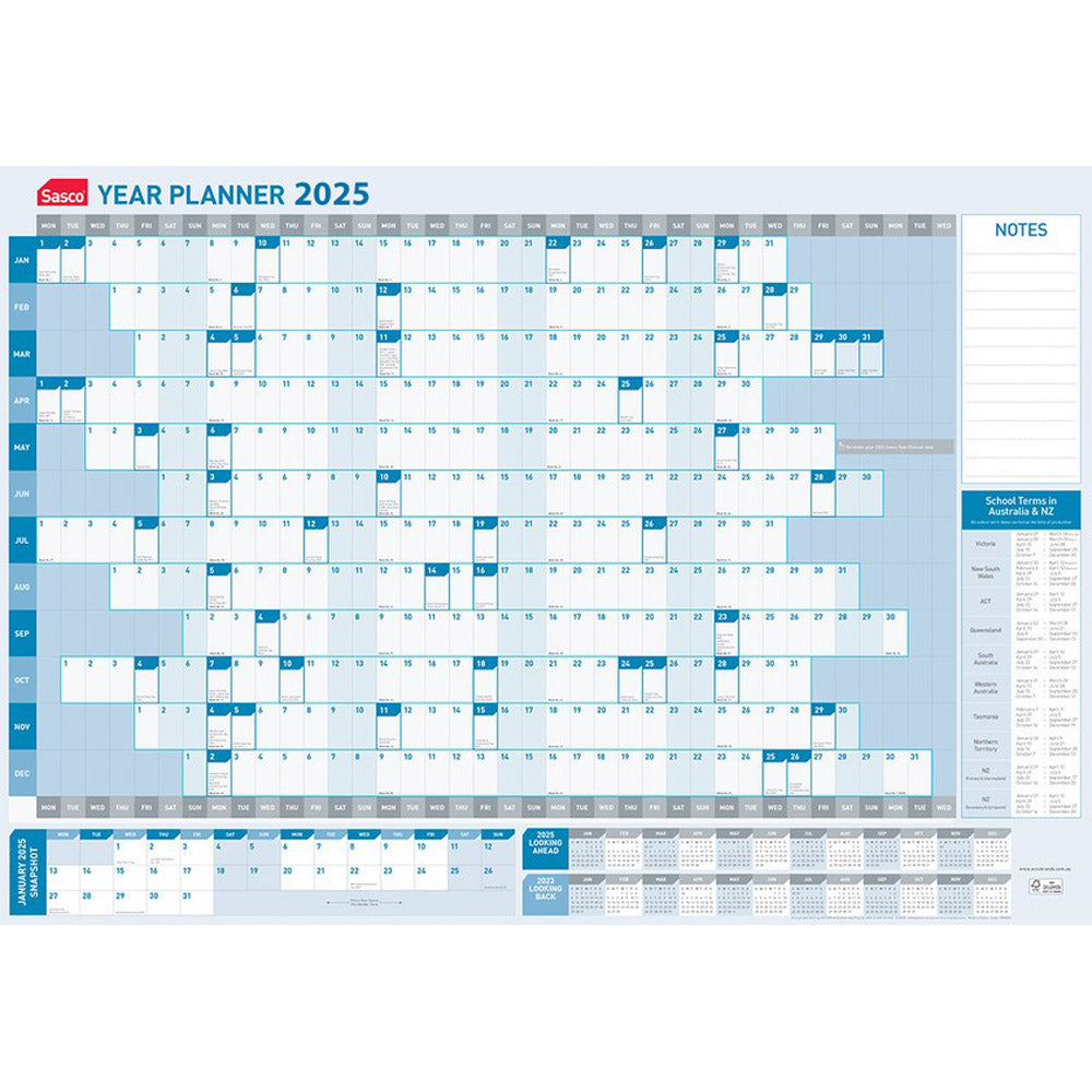 Sasco Standard Year to View 2025 Planner (610x870mm)