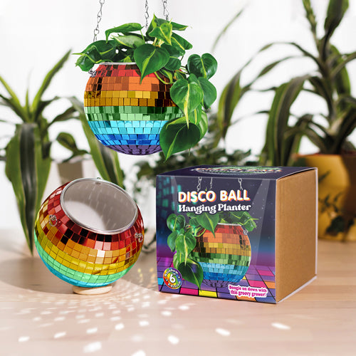Bubblegum Stuff Rainbow Disco Ball Hanging Planter