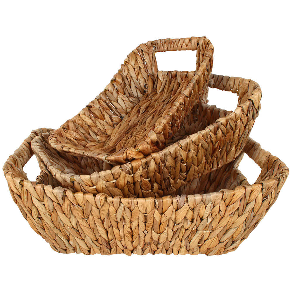 Hyace sett med 3 rektangel Hyacinth & Wire Basket