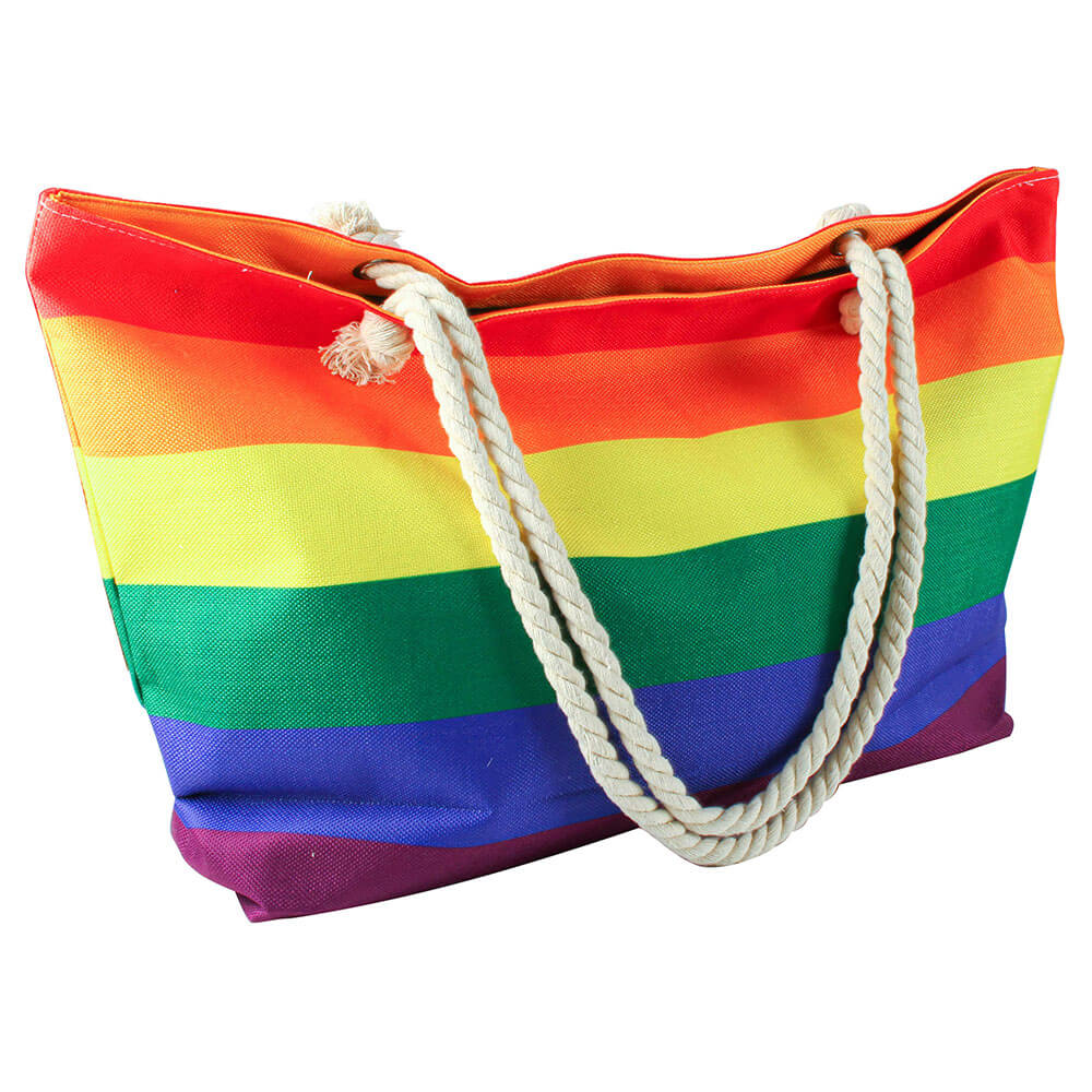 Jumbo Size Beach Bag with Inner Zip Rainbow (70x42x15cm)