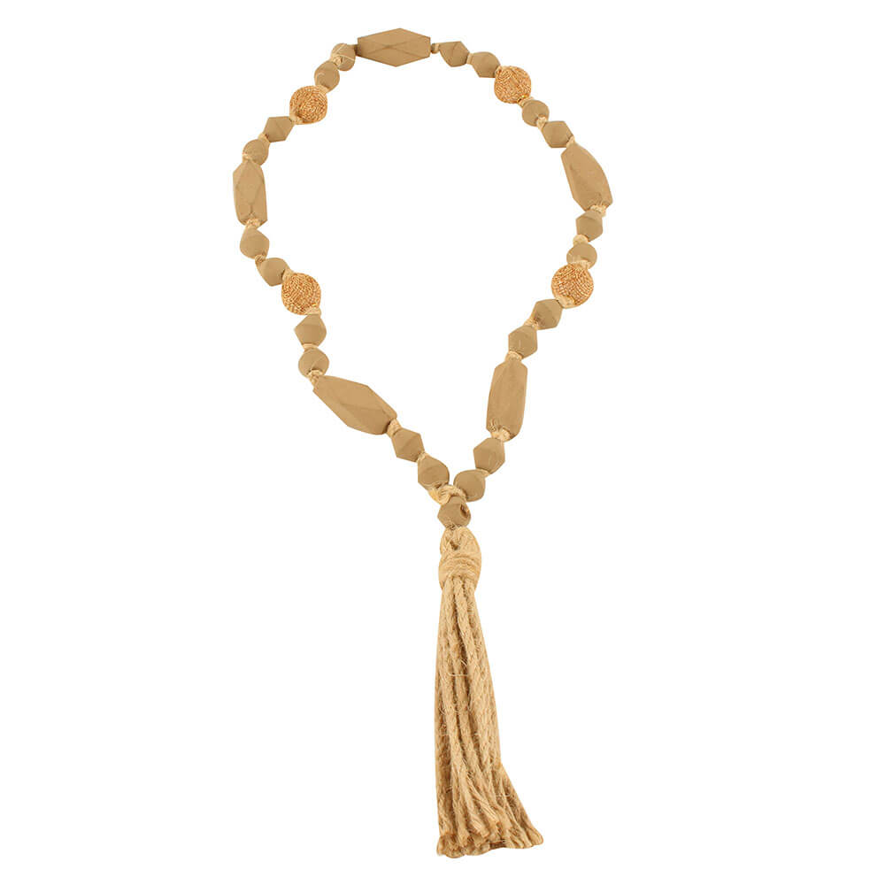 Emberly Jute Tassel Wood Beads 53cm