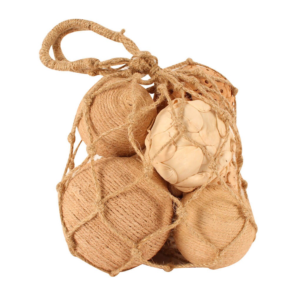 Jute roped blandade bollar 38 cm