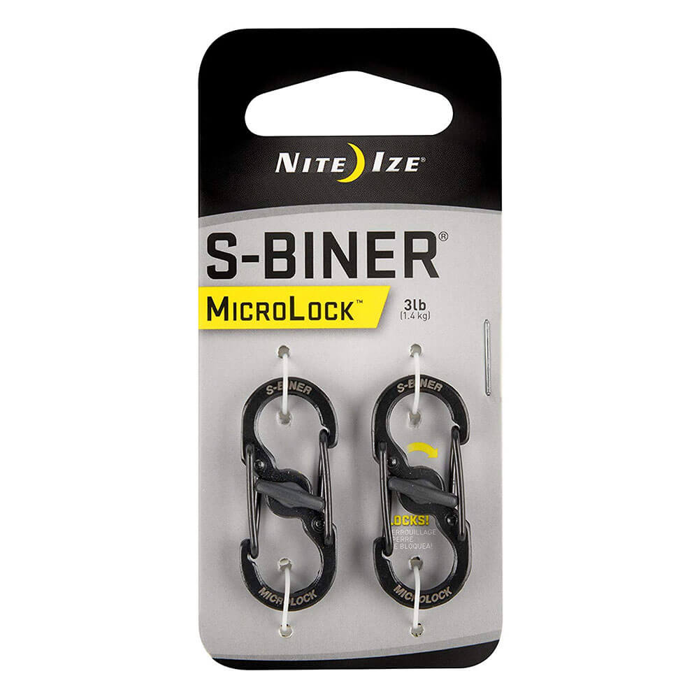 S-biner Microlock Rustfrit stål (2 Pack)
