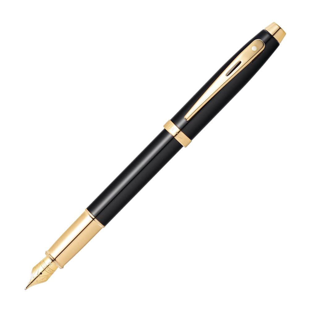 Sheaffer 100 Black Lacquer m/ Gold Fountain Pen