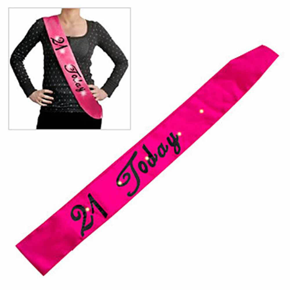 Hot Pink 21st Birthday Flashing Sash