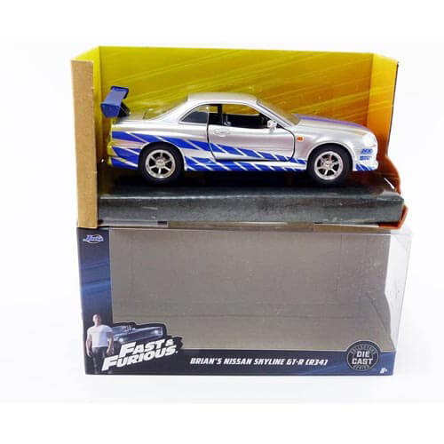 F&F 2002 Nissan GTR R34 Silver 1:32 Scale Hollywood Ride