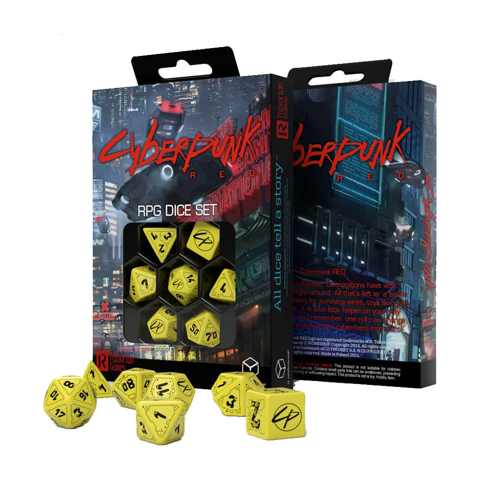 Q taller Cyberpunk Red Dice (conjunto de 7)