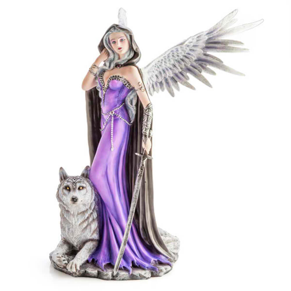 Large Angel in Purple Gown w/ Wolf Companion