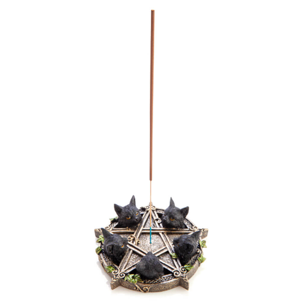 Black Cat Pentacle Incense Burner