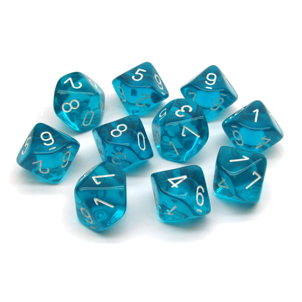 Conjunto translúcido poliédrico de 10 mortos de Chessex D10