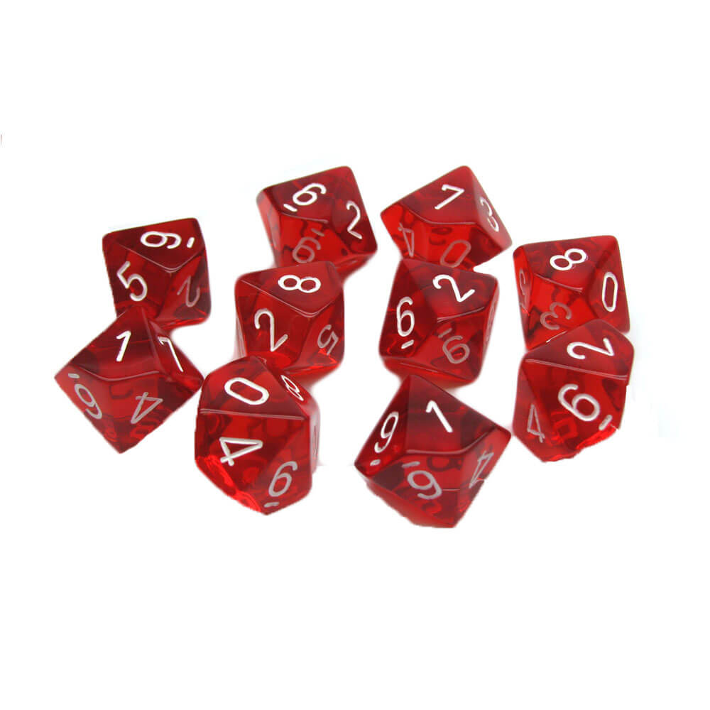 Chessex D10 Polyhedral 10-die gjennomskinnelig sett