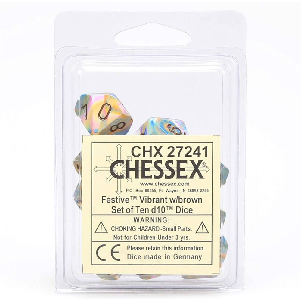 Chessex D10 Polyhedral 10-die festlig uppsättning