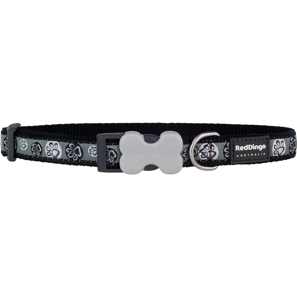  Hundehalsband mit Pfotenabdruck-Design (schwarz)