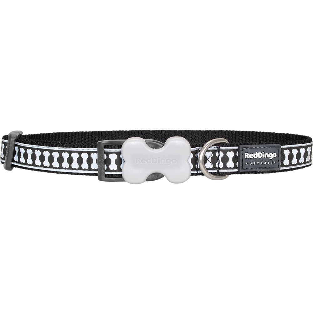 Collar per cani con design delle ossa riflettenti (nero)