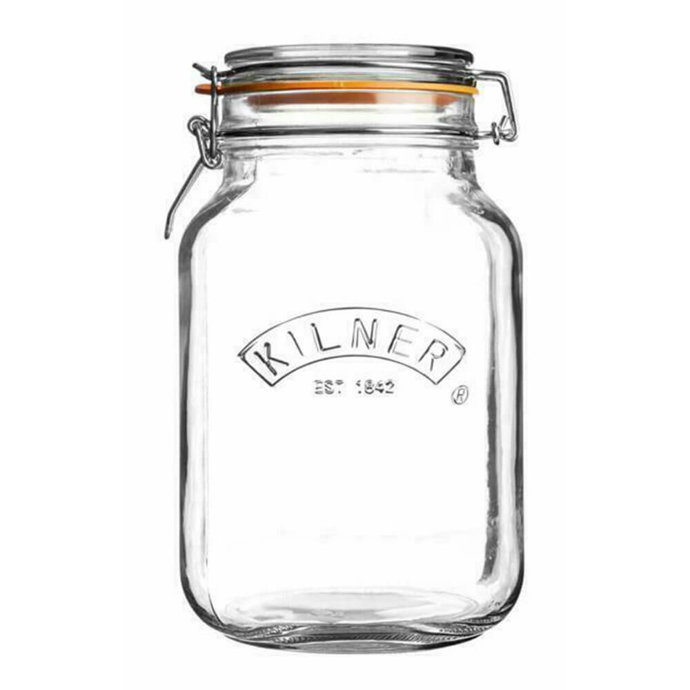 Jarner Kilner Clip Top Square Jar (Clear)