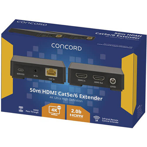 HDMI 4K Extender/Booster w/ IR Control Feature (Cat5e/6 50m)