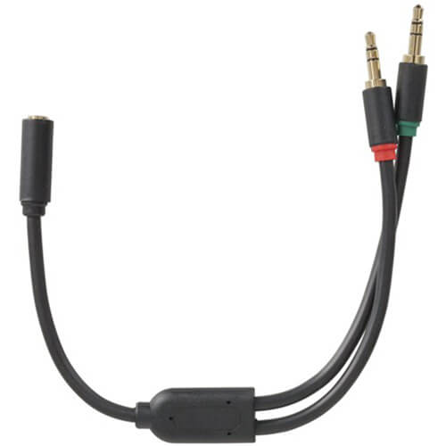 3.5mm 4 Pole to 2 Plug 250mm Audio Lead Socket