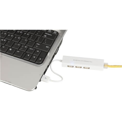 3 Port USB 2.0 Hub with Ethernet Adaptor