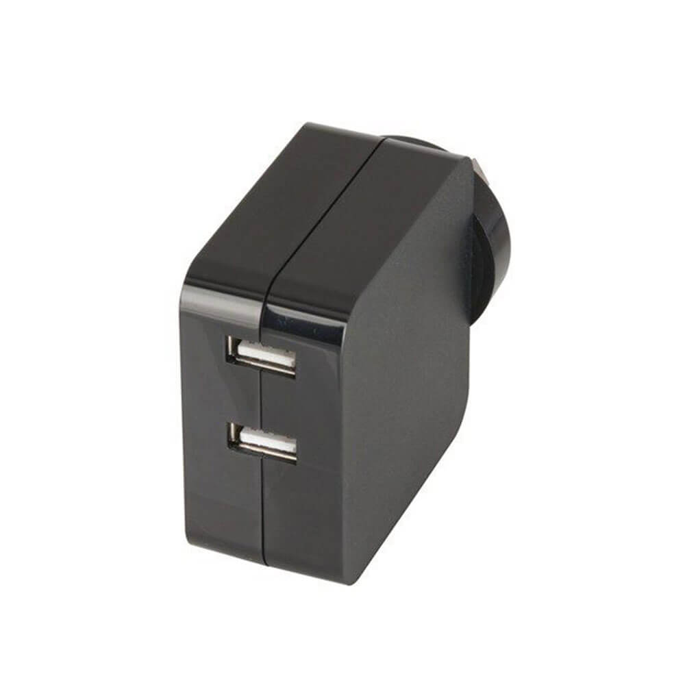 Adaptateur de puissance Double USB Mains Black (5VDC)