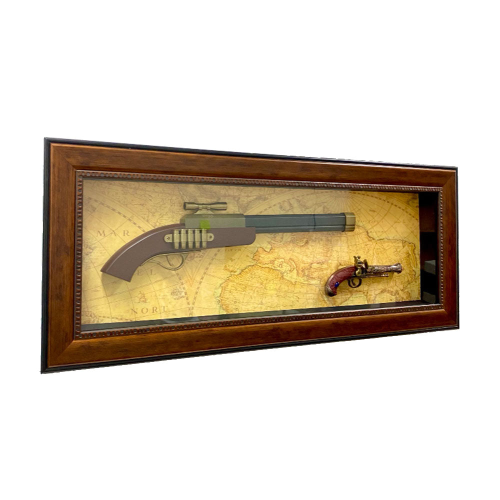 Decoración de armas antiguas con marco de madera (95.5x39.5x7cm)