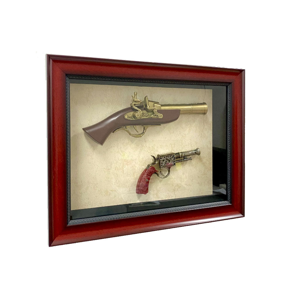 Guns vintage en una decoración de pared de marco (conjunto de 2)