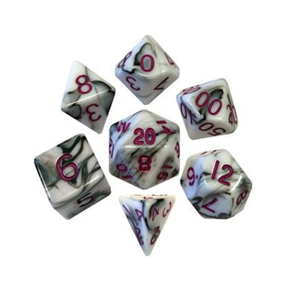 Metalliske terninger Gameacrylic Dice Sett marmor (tall)