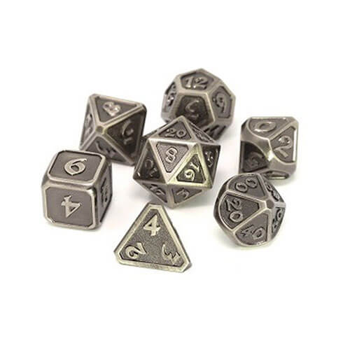 Dice Metal Set Polyhedral Mythica Battleworn