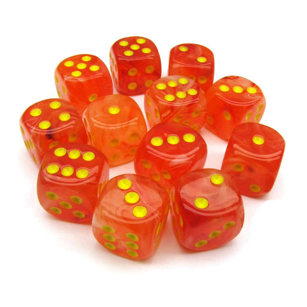 D6 terninger Ghostly Glow 16mm (12 terninger)