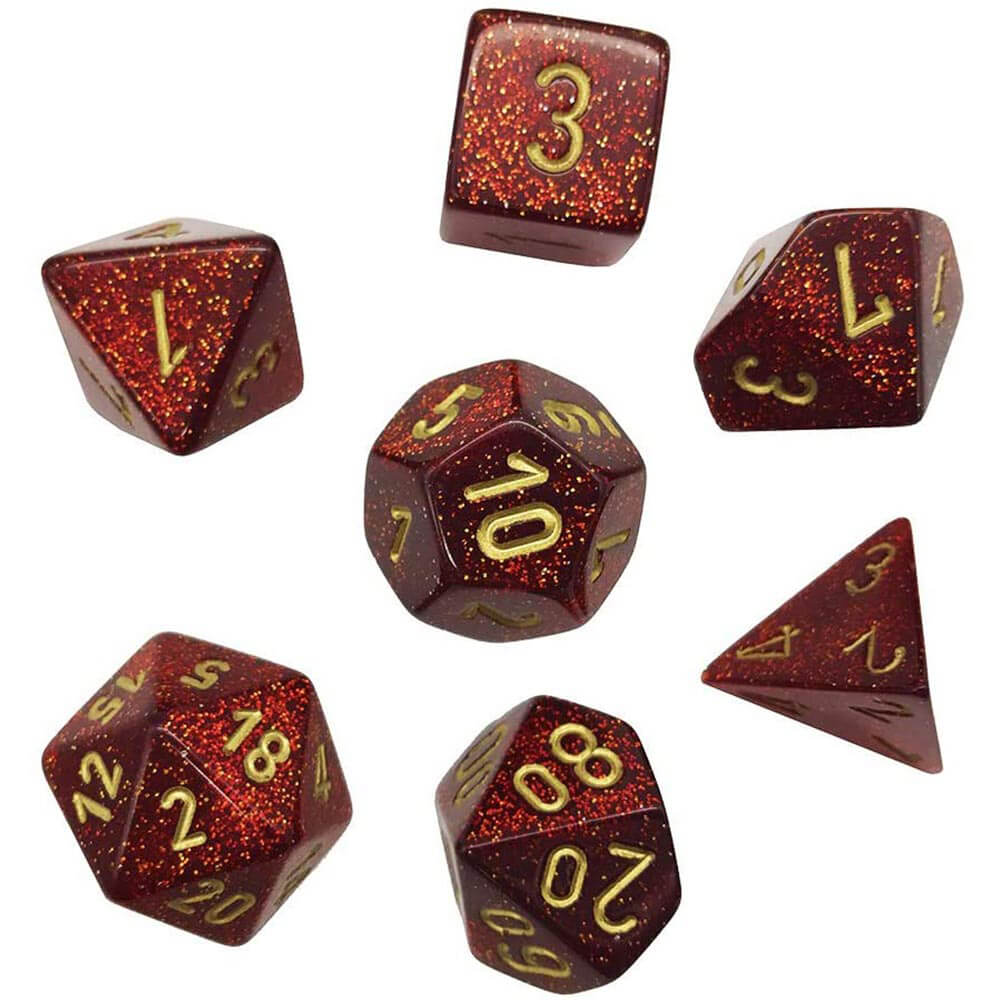 D7 Die Set Dice Glitter Polyedral (7 dobbelstenen)