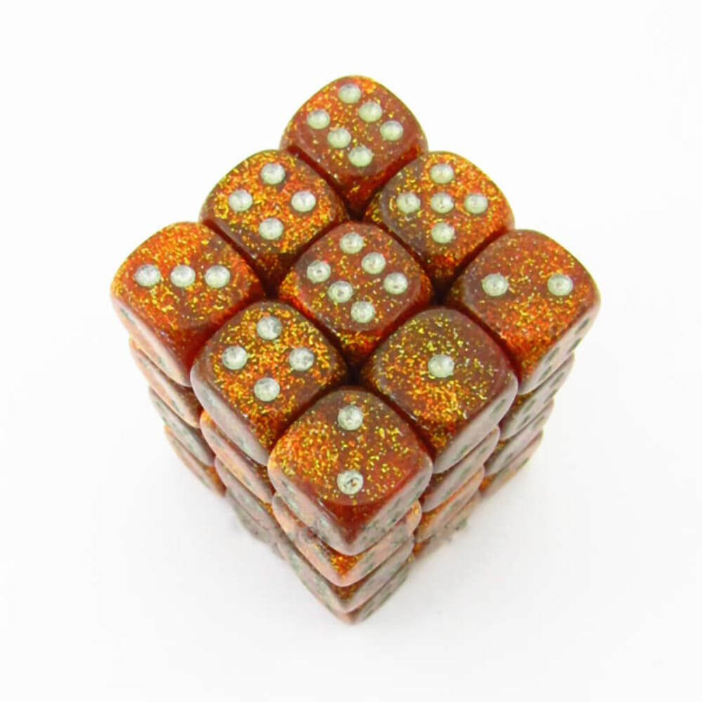 D6 Dice paillettes 12 mm (36 dés)