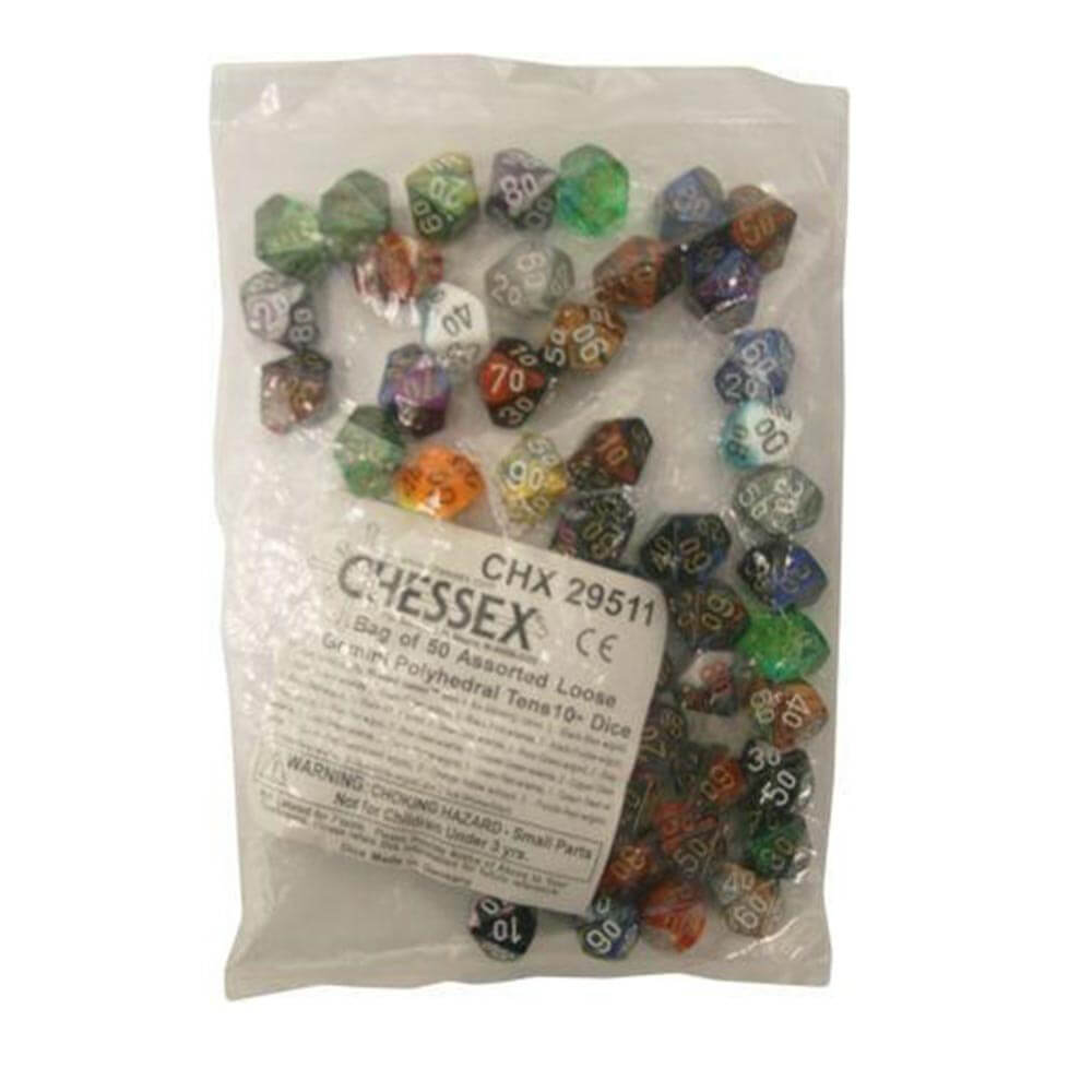 D10 TENS DICE Poly sciolto assortito (50 dadi)