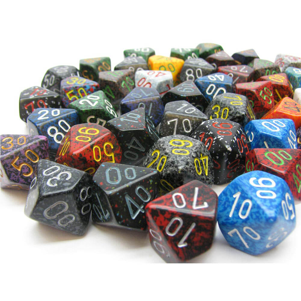 Dados de TENs D10 variados poli (50 dados)